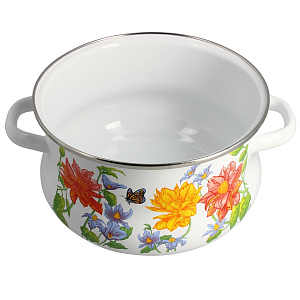 Кастрюля 4л СТАЛЬЭМАЛЬ Цветочная эмалированная сталь 000000000001101619