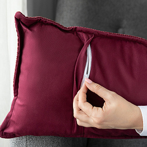 Подушка декоративная 30х60см DE'NASTIA на молнии бургунди шенилл меланж полиэстер 000000000001226968