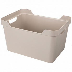 Ящик 38х27,6х22см 18л ECONOVA LUXE универсальный с крышкой светло-бежевый пластик 000000000001206128