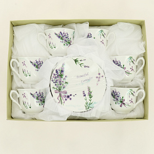 Набор чайный 12 предметов (чашка 220мл-6шт/блюдце-6шт) Лаванда фарфор 000000000001209857