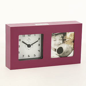 Часы настольные 6409 фоторамка,  розовые 000000000001158339