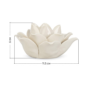 Подсвечник 11,5х6см Лотус белый керамика 000000000001220783