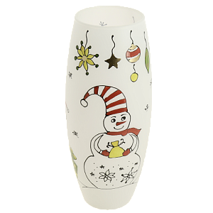 Ваза h25см ЯБЛОКО бочка снеговик декорированная стекло 000000000001210221