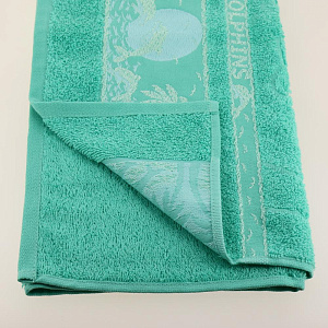 Полотенце махровое жаккардовое 70х140 100%хл,420гр/м2Св-зеленый,ДельфиныАА006030 000000000001197714