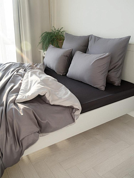 Проcтыня 210x240см DE'NASTIA NEW сатин черный хлопок 000000000001215794