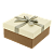 Коробка подарочная с бантом ЛЕН 190x190x90мм слоновая кость/ореховый квадрат тисненая бумага/бежевая лента 8128 Д10103К.086.1 000000000001205109