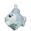 Декоративное украшение Рыбка 8см БИРЮСИНКА голубой стекло 000000000001207664