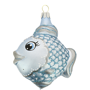 Декоративное украшение Рыбка 8см БИРЮСИНКА голубой стекло 000000000001207664