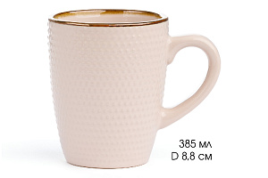 Кружка 385мл LUCKY Точки металлическая кайма бежевый керамика 000000000001211238