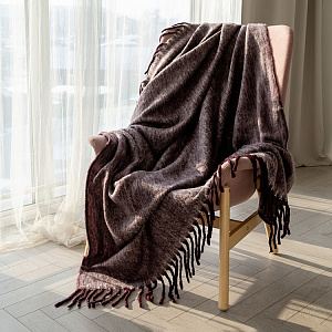 Плед 150x200см DE'NASTIA под мохер Темная бахрома темно-фиолетовый акрил 000000000001222317