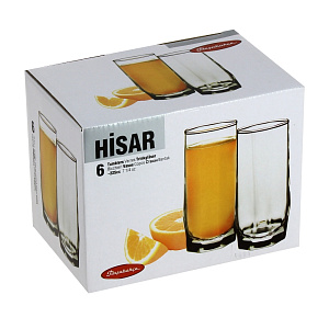 HISAR Набор стаканов для воды 6шт 220мл PASABAHCE стекло 000000000001007293