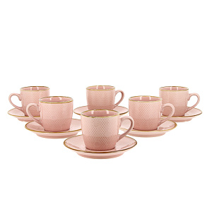 Кофейный набор Розовые мечты Коралл, 12 предметов 000000000001166779
