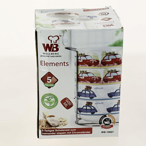 Набор салатников  5пр. (фрф, 4 салатника 600мл, металлическая подставка) 000000000001158086