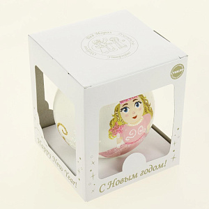 Декоративное украшение Шар №5 D9,5см БИРЮСИНКА Принцесса белый стекло 000000000001207656