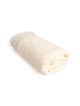Полотенце махровое LUCKY Бордюр горошек 500gsm 70x140 100% хлопок, молочный D100310 000000000001221617