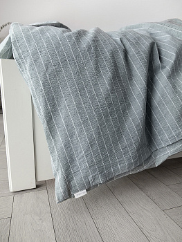 Комплект постельного бельяЕвроDE'NASTIA(пододеяльник200х220см простыня230х260см наволочки50x70см-2шт/70х70см-2шт)ИдиллияПолоска/КлеткаСерыйЖатыйХлопок 000000000001227513