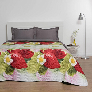 Покрывало Экономь и Я Ультрастеп "Клубничка" 200х210±5см, микрофайбер, пл.215г/м2, 100% полиэстер 4072861 000000000001200076