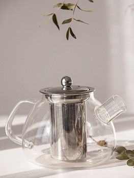 Чайник заварочный 1л LUCKY с металлическим ситичком стекло 000000000001212879