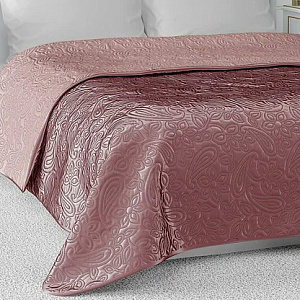 Покрывало 190х220см DE'NASTIA Палермо двустороннее атласное/матовое розовое 100% полиэстер 000000000001168958