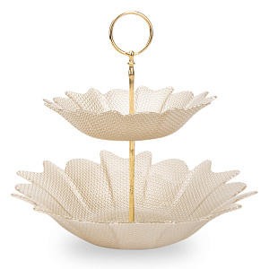 Этажерка-конфетница 30-21см GLASSCOM Цветок Champagne стекло 000000000001219159