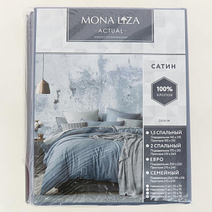 Комплект постельного белья 2-спальный Mona Liza Актуал наволочка 70х70см-2шт простыня-215х240см пододеяльник-175х210см сатин ДЕНИМ деним/серый хлопок 000000000001208615