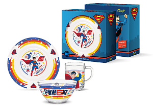 Набор детский посуды PRIORITY Супермен/Warner стекло 000000000001216536