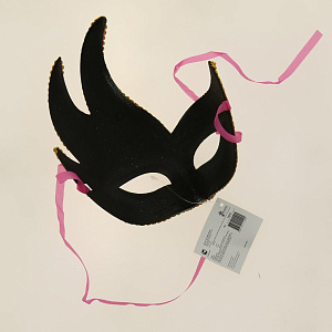 Карнавальная маска Жарптица розовая из пластика (ПВХ), украшена глиттером, с атласной лентой для крепления на голове / 16х20х7см арт 000000000001163345