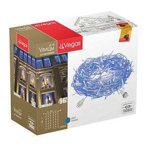 Электрогирлянда 1х2м VEGAS 96LED/24V цвет синий 000000000001162608