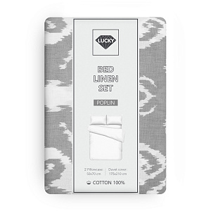 Комплект постельного белья 2,0сп LUCKY АЗИЯ (пододеяльник, наволочки 50х70см-2шт) серый поплин хлопок-100% 000000000001215994