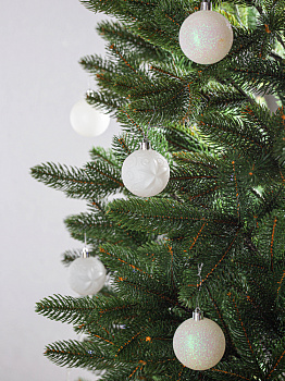 Набор украшений декоративных 10шт белый пластик (шар с блестками 7см-4шт, шар гладкий 7см-2шт, шар с рисунком 7см-2шт, капля гладкая 13см-2шт) 000000000001208307