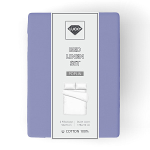 Комплект постельного белья 2,0сп LUCKY (пододеяльник, наволочки 50х70см-2шт) светло-синий поплин хлопок 100% 000000000001216636