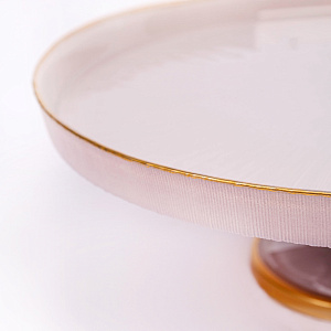 Блюдо на ножке 28см GLASSCOM золотая кайма champagne стекло 000000000001213182