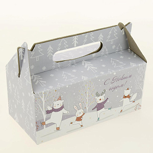 Коробка подарочная 20х10х9см РутаУпак сундук Новогодние каникулы бурый/белый 000000000001208669