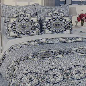 Комплект постельного белья 2-спальный LUCKY Восточные пряности 2наволочки50х70см 1пододеяльник200х215см 1простыня220х215см серый поплин 100%хлопок 000000000001206541