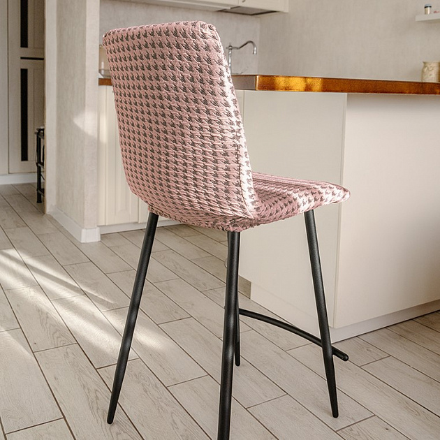 Чехол на стул 40x40x45см LUCKY Гусиные лапки розовый полиэстер 000000000001216955