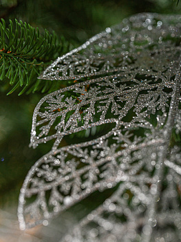 Декоративное украшение Лист серебряный 17х30,5см 3шт MANDARIN полистирол 000000000001209335