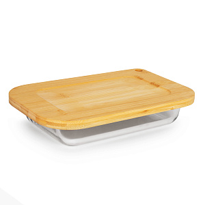 Форма для запекания 25,8х15х4,2см 1л прямоугольная крышка-доска бамбук/боросиликатное стекло 000000000001217855
