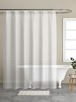 Шторка для ванной 180x200см DE'NASTIA Цветок серый пева 000000000001209076