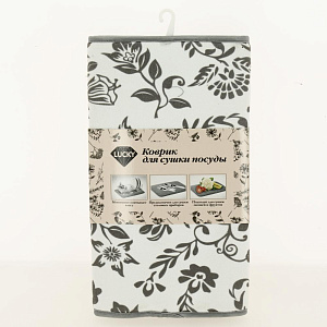 Коврик для сушки посуды 100% микрофибра цветы и завитки 30*40 см LUCKY T000209 000000000001193064
