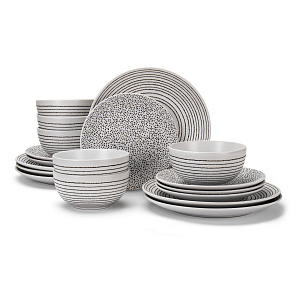 Набор столовой посуды 18 предметов Pixel (обеденная 27,5см-6шт/десертная 21,5см-6шт/салатник 15,5см-6шт) керамика 000000000001217964