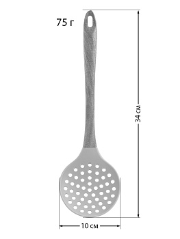 Шумовка 34x10x1,6см DE'NASTIA деревянная ручка мятный силикон/акация 000000000001213951