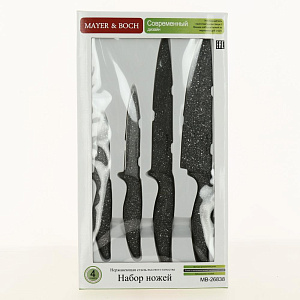 Набор ножей 4 пр МВ(х12).Цвет:серый.Материал лезвий:нержавеющая сталь.Материал ручек:пластик.Нож 33,8см, 33,7см,  23,9см. Нож для оч 000000000001189946