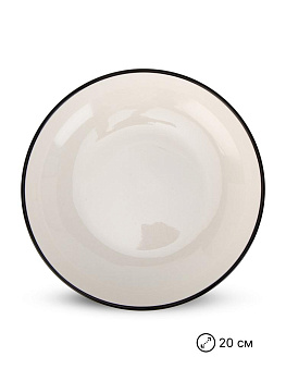 Тарелка десертная 20см черная кайма керамика 000000000001227219