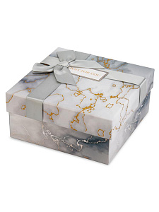 Подарочная коробка 19х19х9,5см МРАМОР белый картон 000000000001229190