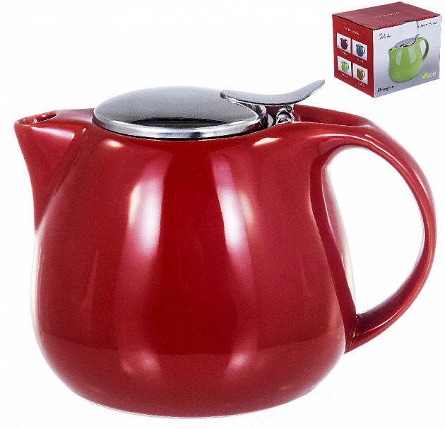Чайник керамика 750мл с фильтром подарочная упаковка ГЛЯНЕЦ Красный 109-06045 000000000001195486