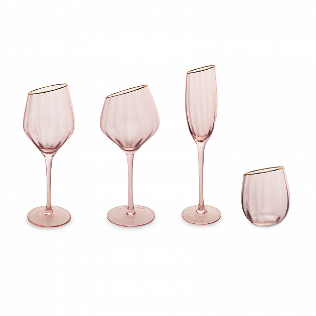 Набор бокалов для белого вина 2шт 600мл LUCKY La rose розовый с золотом стекло 000000000001217415