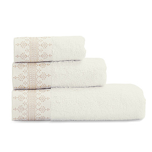 Полотенце 70x130см DE'NASTIA НЕЖНОСТЬ молочный/какао хлопок 100% 000000000001219496