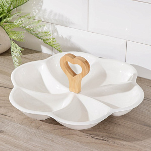 Менажница 6 ячеек 29х29х11см Эстет Цветок белый керамика 000000000001210821