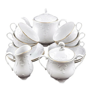 Сервиз чайный 15 предметов CMIELOW Рококо Золотая отводка фарфор 000000000001216749