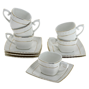 Набор кофейный 12 предметов (чашка 90мл-6шт/блюдце-6шт) КОРАЛЛ Снежная королева квадрат 000000000001060486